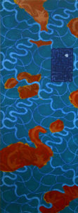 Beneath ((2010-2011) Two plate collagraph prints and acrylic on mdf. 142 x 53.5 cm (56 x 21in)
